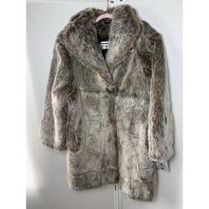 SCANDINAVIAN FOX FAUX FUR Unisex COAT NEW XL VINTAGE